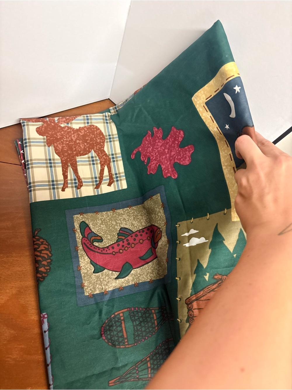 Vintage Green Rustic Plaid Cabin Shower Curtain - Picture 5 of 5
